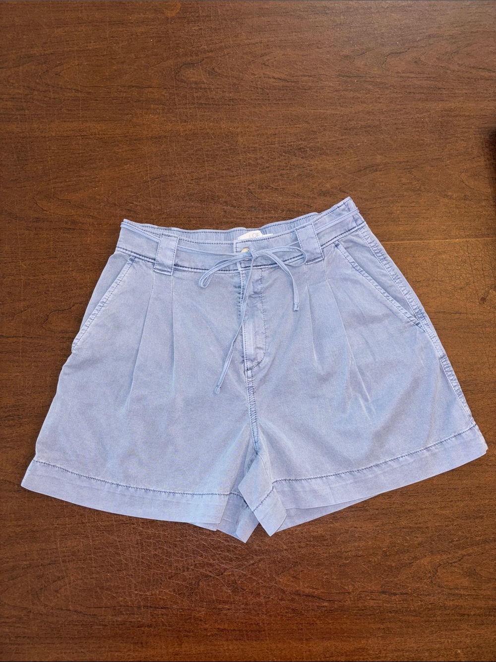 LOFT Dusty Blue Drawstring Pleated Shorts